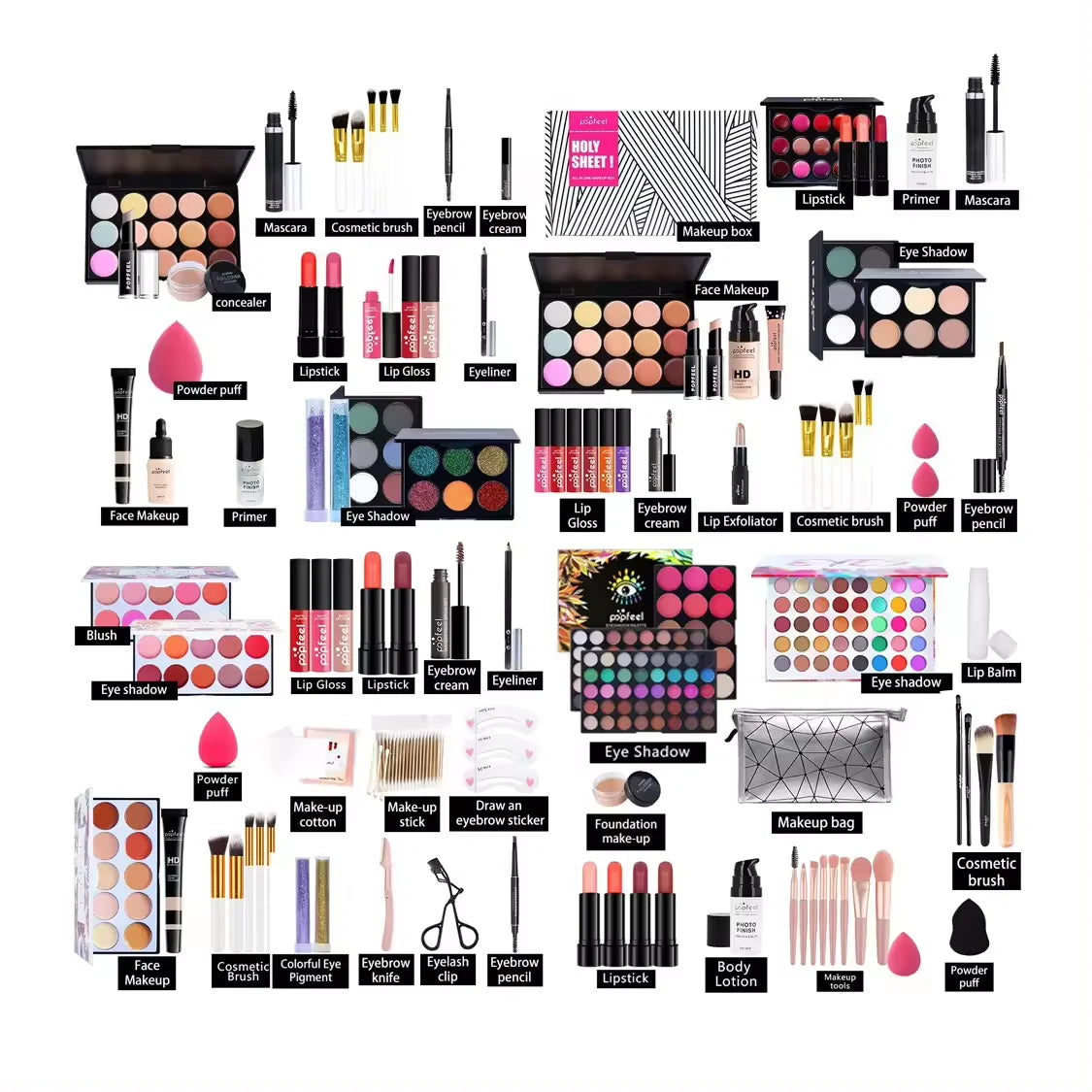 20 Styles New Arrival 20 Different Styles POPFEEL ALL in ONE Full Professional Makeup Kit for Girl