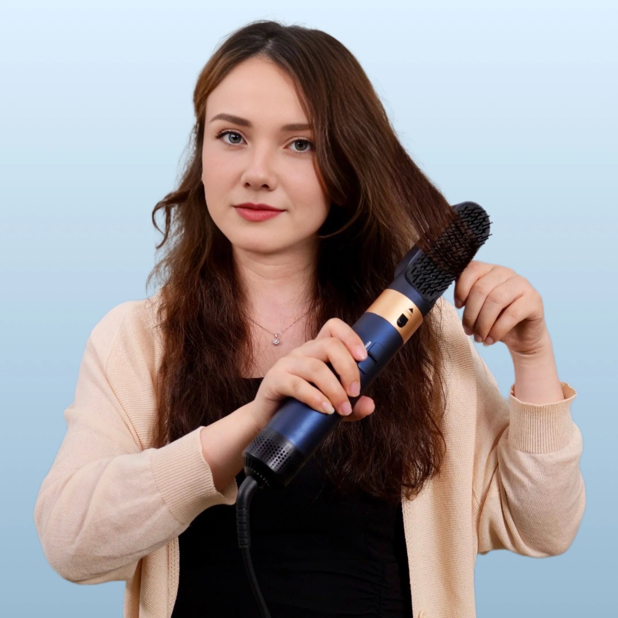 6-in-1 Ionic DC Motor Hairdryer Set 60000rpm Curling Iron Air Volumizer Blow Dry Brush Metal Material for Hotels