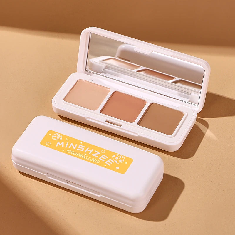 Wholesale OEM/ODM Service MINSHZEE Creamy 3-Color Spot Cover Acne Marks  All Skin  Daily Wear Concealer Palette Makeup Colors
