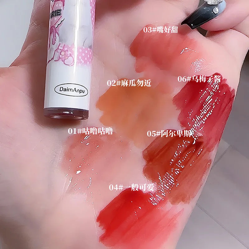 Daimanpu Cute Cat Fun Mirror Lip Gloss Set Shantou Clear Lip Glaze for Summer Makeup