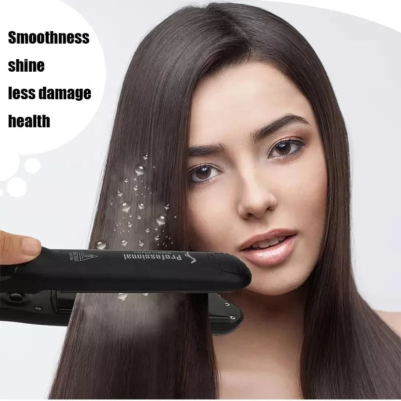 Professional Ceramic Plate Steam Hair Straightener with LED Display Electric Flat Iron for Household and Hotel Use