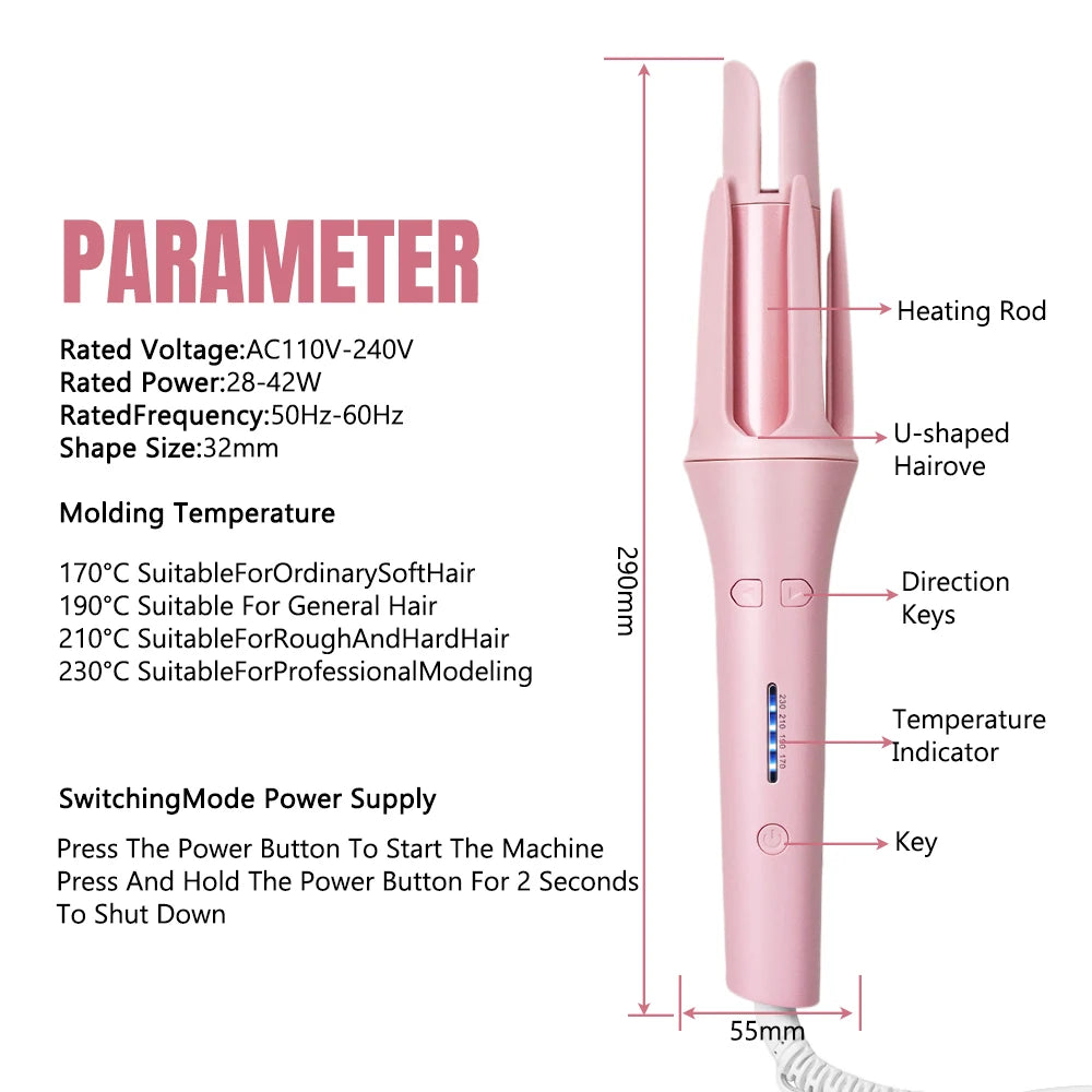 Anti-Scald Auto Hair Curler Rotating Curling Wand Hair Styling Tool