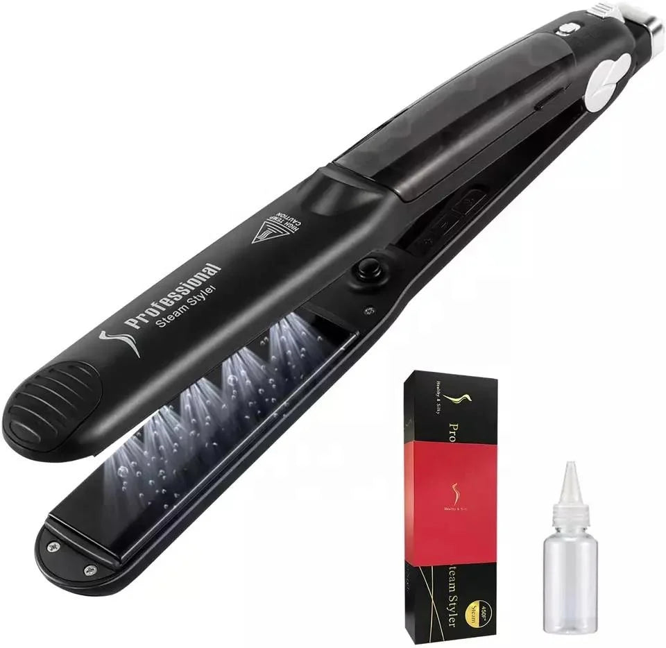 Professional Ceramic Plate Steam Hair Straightener with LED Display Electric Flat Iron for Household and Hotel Use