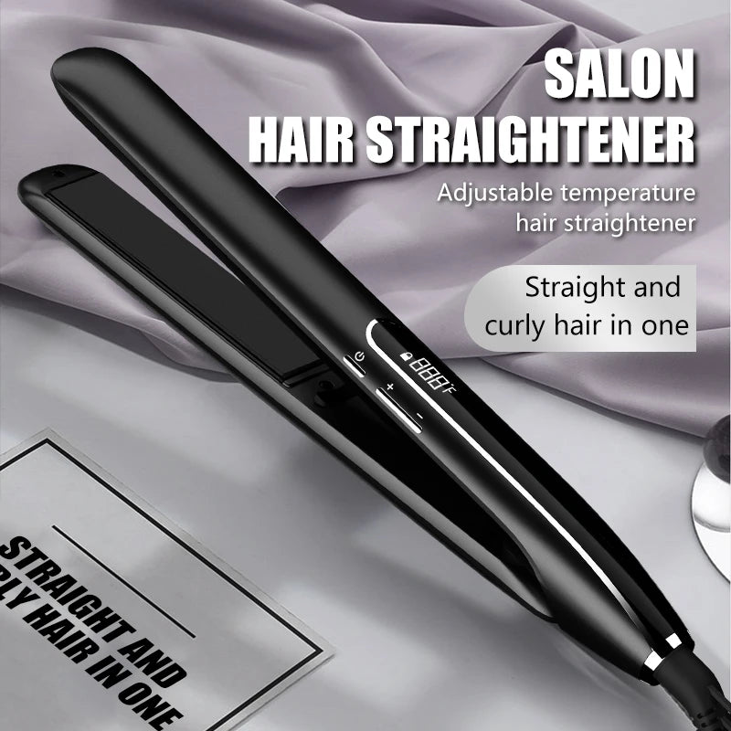 Electric Salon Professional Hair Straightener Curler One PTC Heating Adjustable Heat Settings Ceramic Coating-Private Label Flat