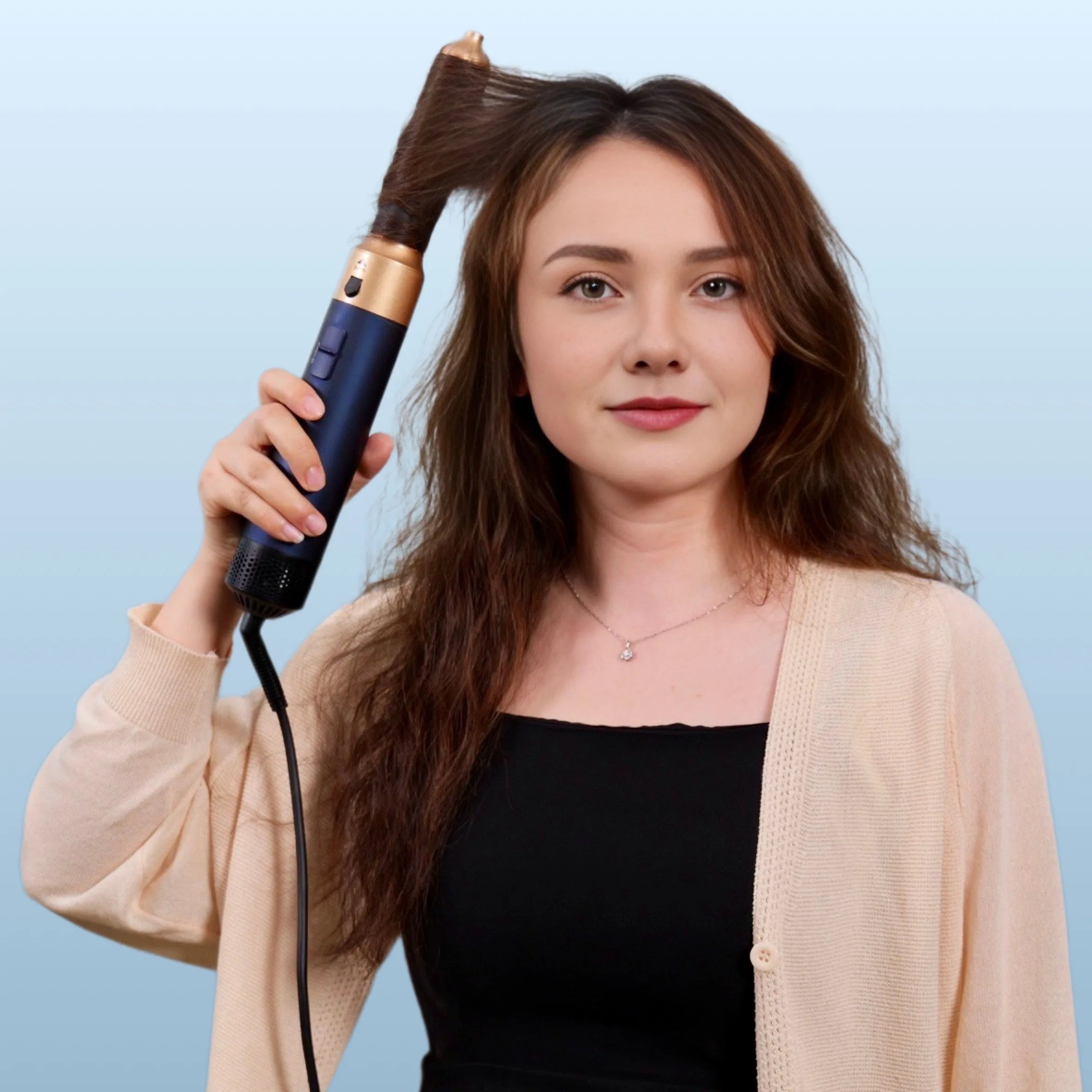 6-in-1 Ionic DC Motor Hairdryer Set 60000rpm Curling Iron Air Volumizer Blow Dry Brush Metal Material for Hotels