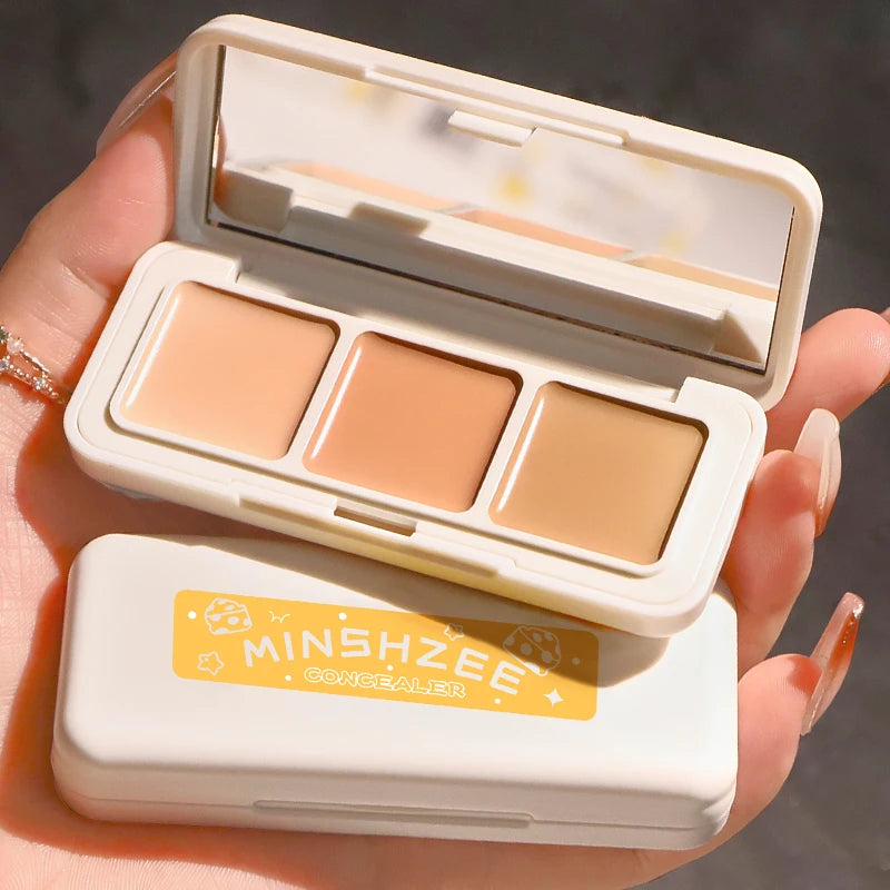 Wholesale OEM/ODM Service MINSHZEE Creamy 3-Color Spot Cover Acne Marks  All Skin  Daily Wear Concealer Palette Makeup Colors