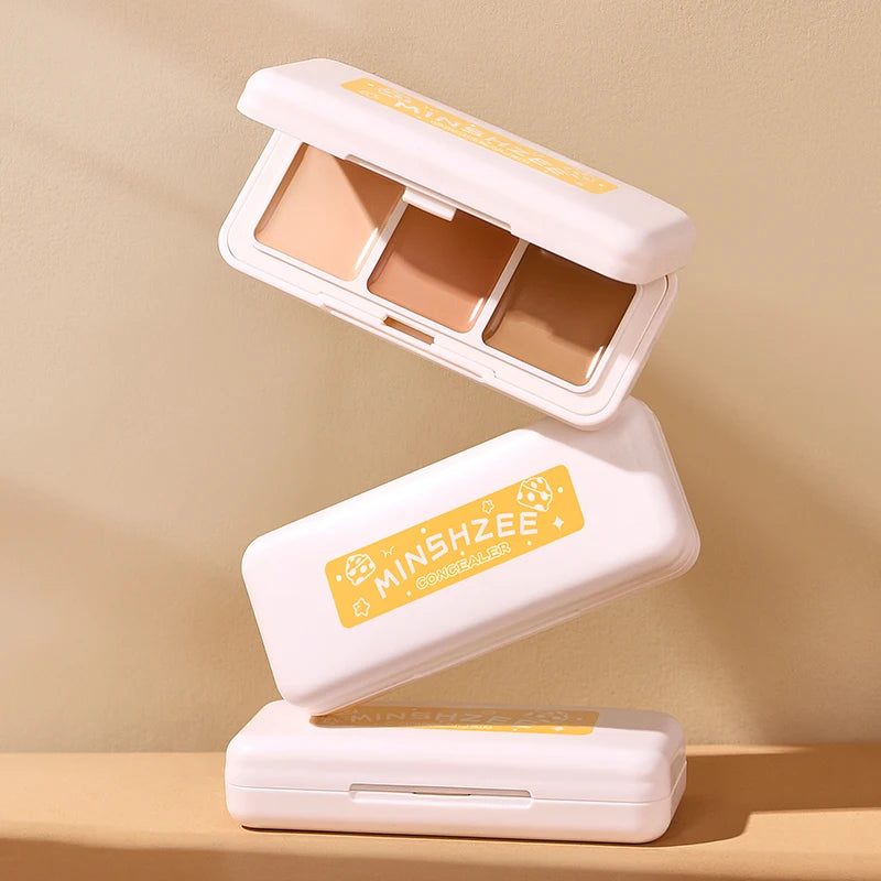 Wholesale OEM/ODM Service MINSHZEE Creamy 3-Color Spot Cover Acne Marks  All Skin  Daily Wear Concealer Palette Makeup Colors