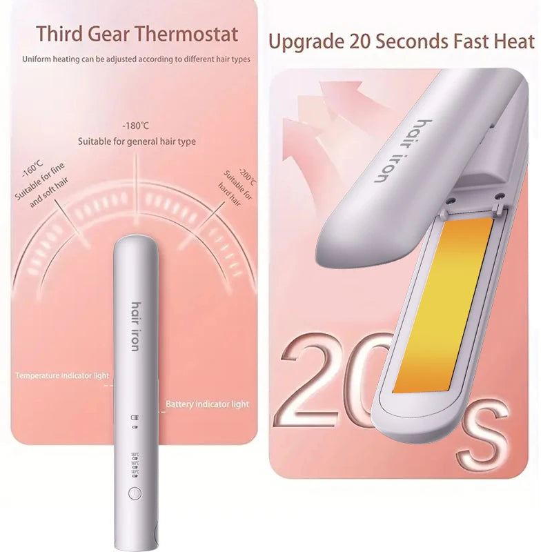 Rechargeable Usb Portable Flat Iron Cordless Hair Straightener