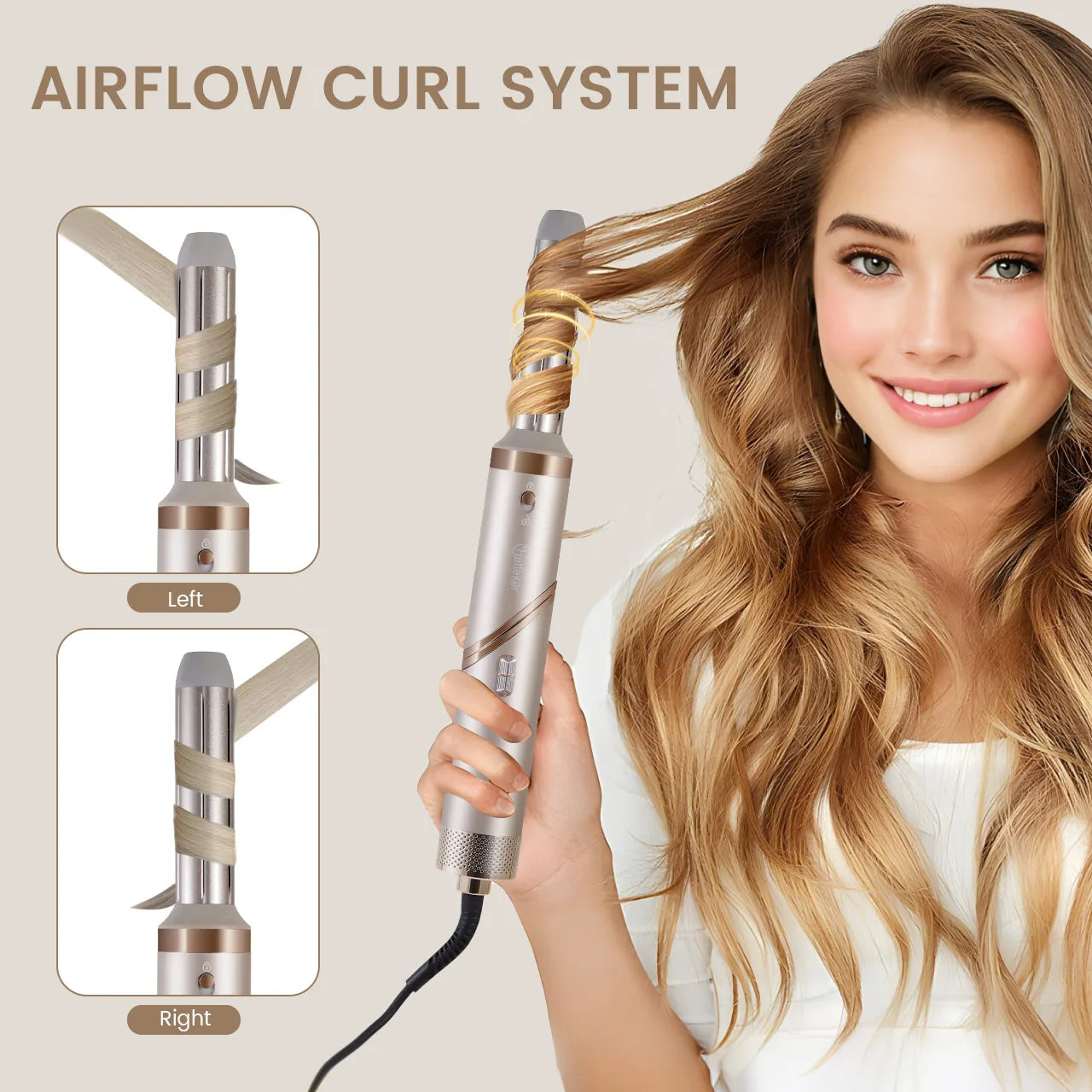 Hatteker Multifunctional Hair Styler Foldable Blow Styling Straightening Curling Hot Air Brush Hair Dryer