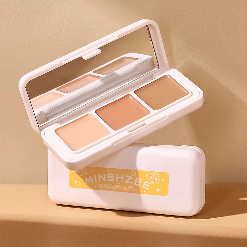 Wholesale OEM/ODM Service MINSHZEE Creamy 3-Color Spot Cover Acne Marks  All Skin  Daily Wear Concealer Palette Makeup Colors