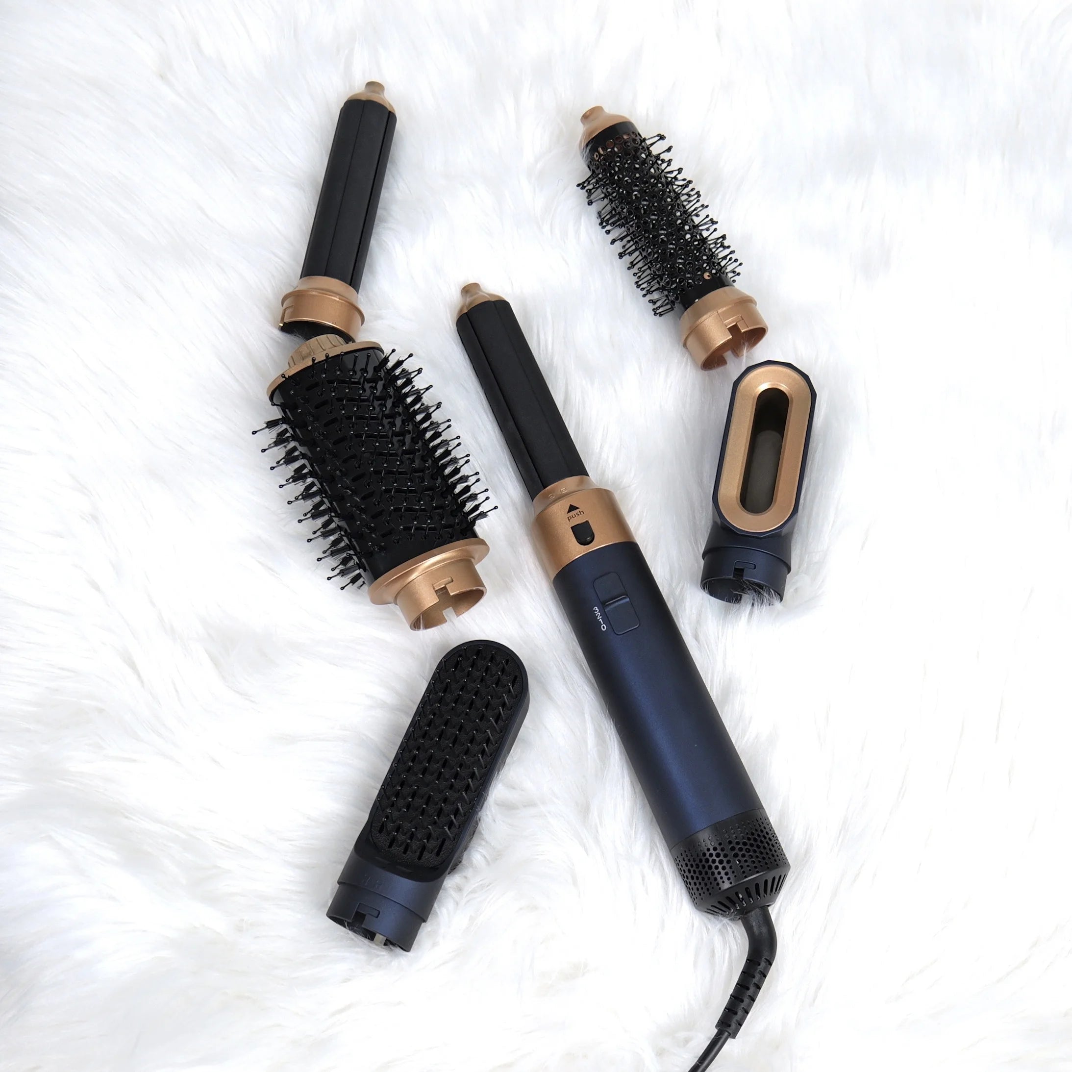 6-in-1 Ionic DC Motor Hairdryer Set 60000rpm Curling Iron Air Volumizer Blow Dry Brush Metal Material for Hotels