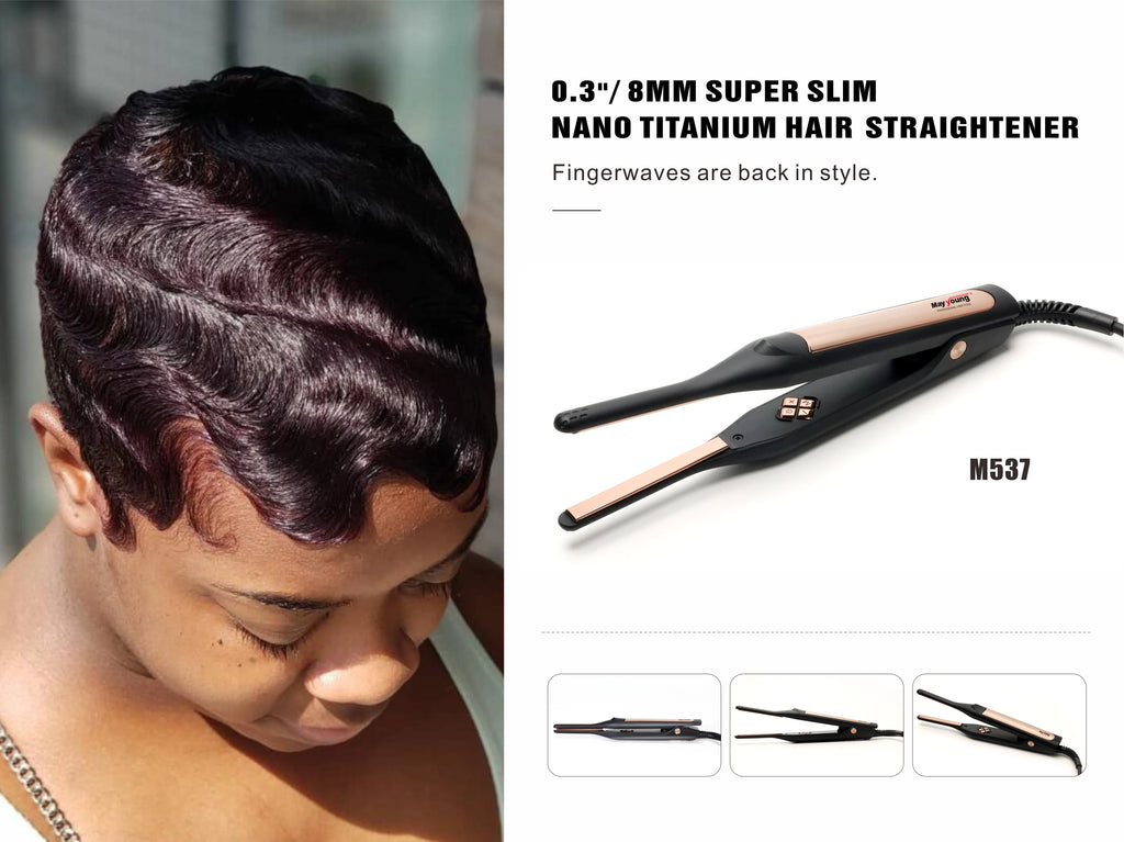 Factory 2 in 1 Curved Plate Best Titanium Pencil Flat Iron Hair Straightener and Hair Curler